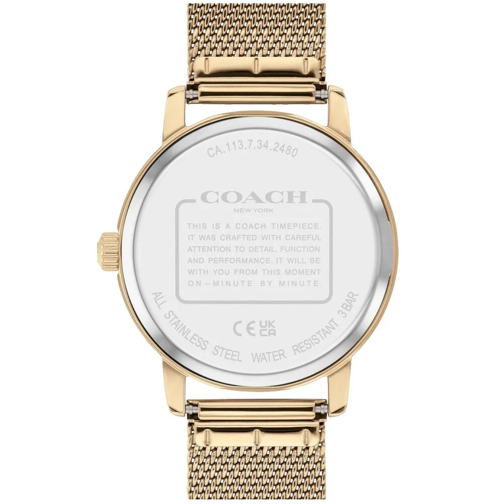 COACH GRAND 14504431 GOLD DIAL & STAINLESS STEEL MESH BRACELET 36MM WOMENS WATCH